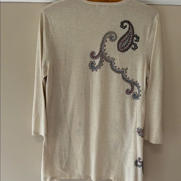 J. Jill Paisley Patterned Cream Sweater/Cardigan - Picture 4 of 7